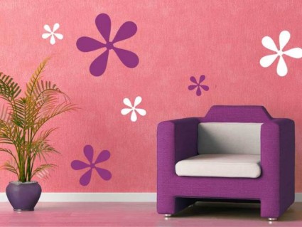 Samolepky na stenu - Farebný kvetinový set