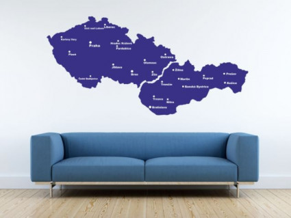 Samolepky na stenu - Mapa Československa