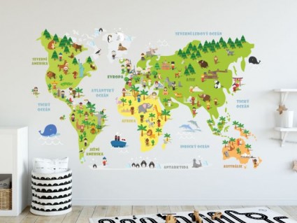 Nálepky na stenu -  Mapa sveta