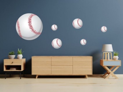 Samolepky na stenu - Baseballové loptičky