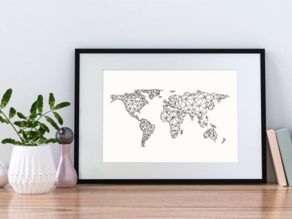 Plagáty - Mapa sveta geometrická