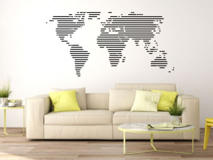 Samolepky na stenu - Mapa sveta v pruhoch
